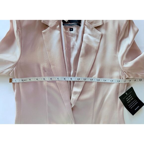NWT Retrofête Silky Satin One Button Leo Blazer in Dusty Peach Pink Size Small - Picture 13 of 15